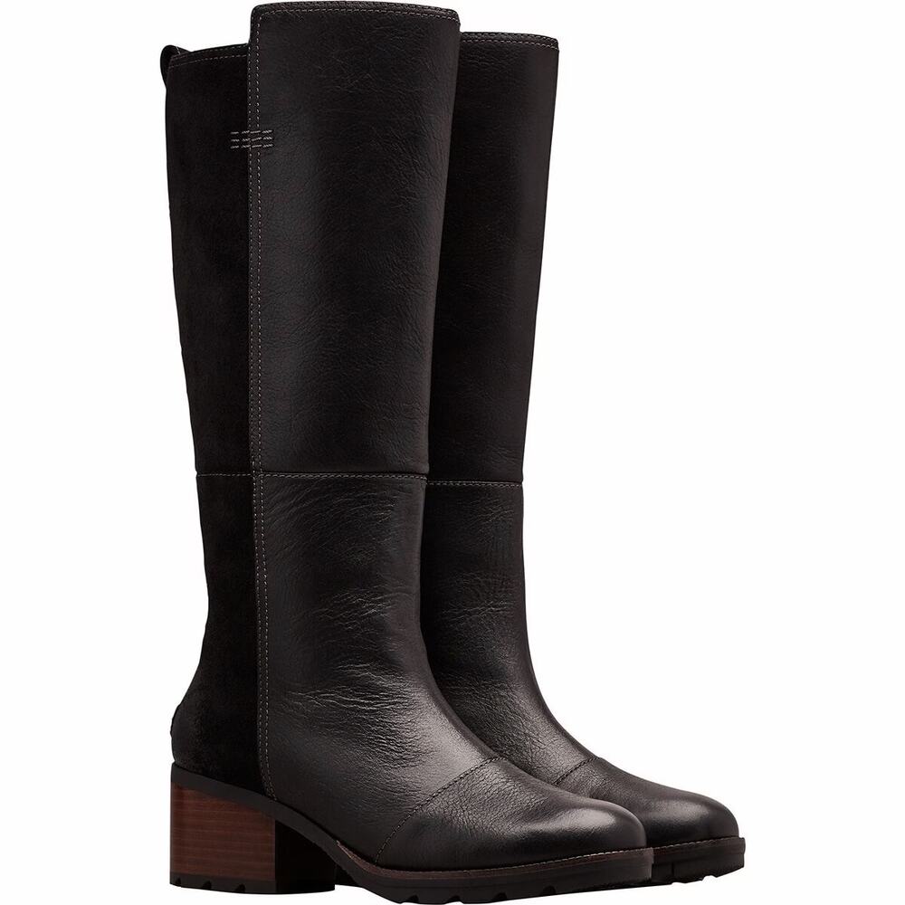 SOREL Women's Cate Tall Leather & Suede Boots - Black (Size 8)